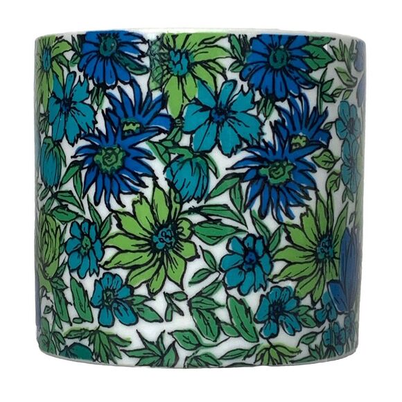 VTG 1966 Holt Howard Floral Canister Pot 3-5/8 in Blue Green MCM Japan 2511 VGUC - Picture 2 of 10